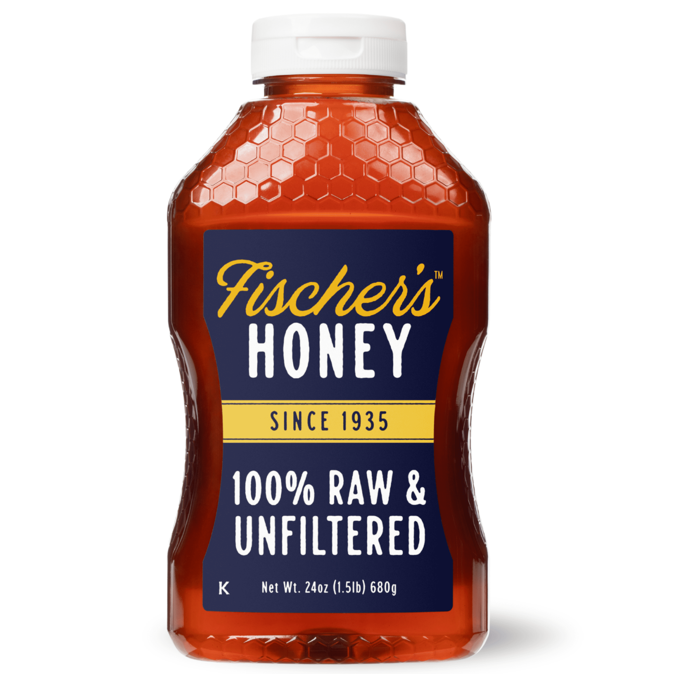 (12 pack) Fischers Honey, 24oz Raw and Unfiltered, Premium, Pure, Squeeze Bottle