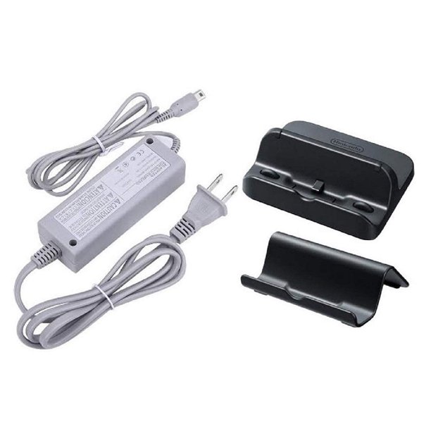 AWchip Power AC Charger Adapter for Nintendo Wii U GamePad With Black Cradle & Stand Set Gamepad