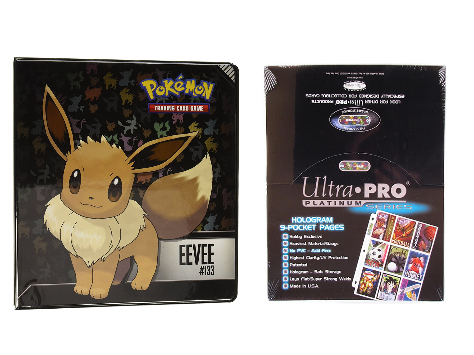 Ultra Pro Pokémon Eevee 2 3-Ring Binder Card Album with 100 Ultra Pro  Platinum 9-Pocket Sheets