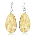 thumbnail image 2 of Alluring Mosaic Golden Mother of Pearl Handcrafted Teardrop Dangle Earrings, 2 of 5