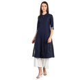 thumbnail image 2 of Disha Patani Collection Deep Blue Band Collar Yarn-dyed Kurta-XX Large, 2 of 6