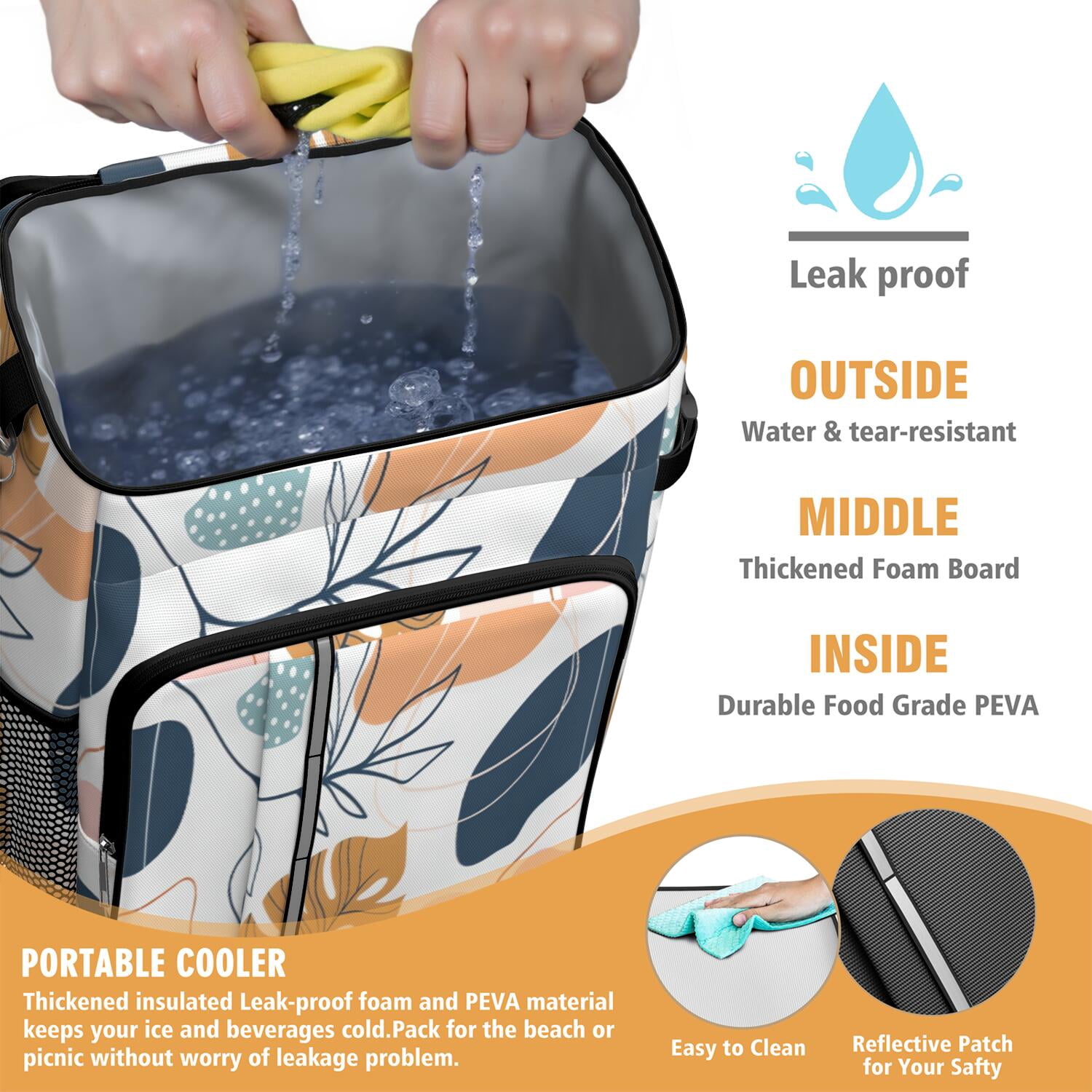 Travel Cooler Bag - Boho Bohemian Art Camping Beer Cooler Backpack with Bottle Opener- Waterproof Insulated Picnic Backpacks - Cooler Bag for Beach