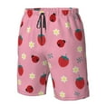 thumbnail image 5 of Kll Strawberry And Ladybugs Men'S Casual Summer Beach Shorts Hawaiian Shorts With Pockets-X-Large, 5 of 9