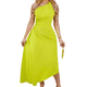 thumbnail image 1 of Vestido Midi de Cóctel para Mujer, con un Hombro Descubierto, Espalda Descubierta, Dobladillo Cruzado, Fruncido y Torcido, para Fiesta de Verano. Amarillo-Verde XS, 1 of 10