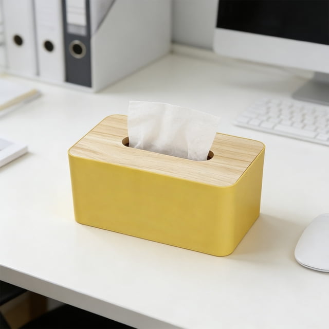 Funda para caja de pañuelos de cartón compuesto para mesa de centro de sala de estar – Soporte de plástico con tapa estilo cajón para escritorio de oficina, baño o mesita de noche