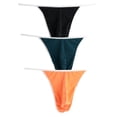 thumbnail image 2 of TANBOM Men's Nylon Thong Sexy Underwear Soft Big Pouch Breathable Tagless Black Orange Green XXL, 2 of 6