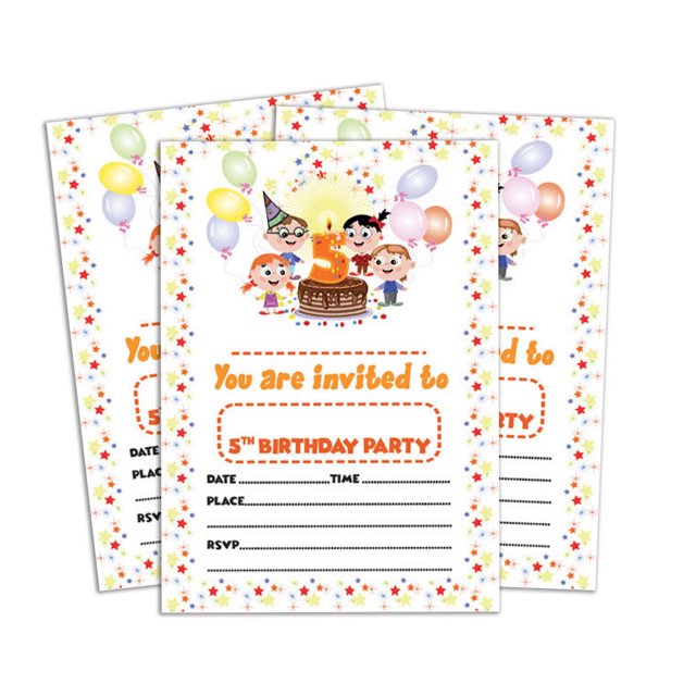 Darling Souvenir Yellow Birthday Invitation Card Printable Elegant Fill or Write In Blank Party Invites 28 Pcs 5 x 7 Inches