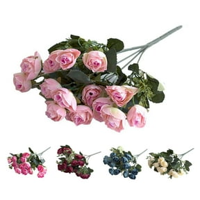 Happy date 2 Bouquet Artificial Flowers Rose Bundle Fake Plants Wedding Bridle Bouquet Indoor Outdoor Home Kitchen Office Table Centerpieces Arrangements Christmas Decor