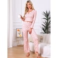 thumbnail image 4 of DARING DIVA Women's Pajama Sets Cherry Print Ruffled Long Sleeve Top and Pants S Pink, 4 of 6