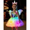thumbnail image 1 of Disfraz de unicornio para niñas de SHINYOU, con luz LED y arcoíris, con alas, de 3 a 4 años, 1 of 8