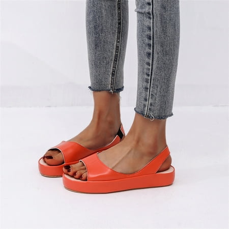 YYYTop Platform Sandals Women  Flats for Women Women s Solid Color Comfortable Slippers Fish Mouth Shoes Casual Sandals Business Casual Shoes Women On Clearance