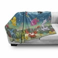 thumbnail image 3 of Animal Soft Flannel Fleece Throw Blanket, Funny Sea Animals Underwater Ocean View Sail Boat Palm Trees Cartoon Artwork, Cozy Plush for Indoor and Outdoor Use, 70" x 90", Multicolor, by Ambesonne, 3 of 6