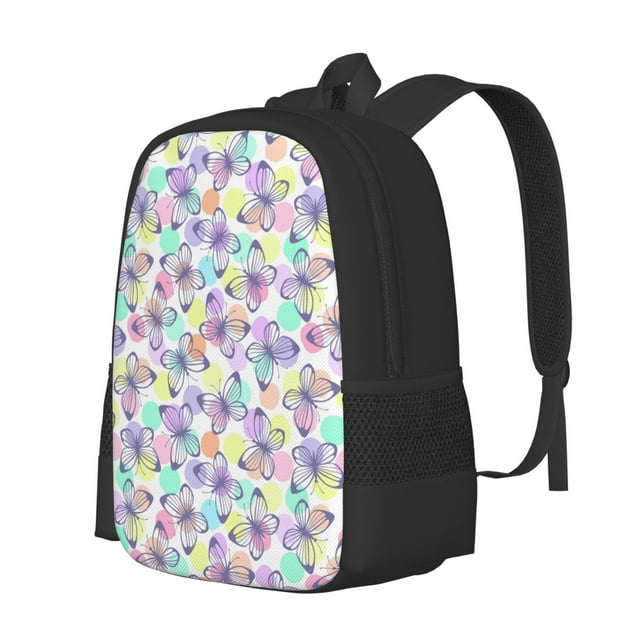 KLL Butterflies on Polka Dots Pattern Carry on Backpack,16.5x12.5x5.5 Personal Item Bag Carry On Backpack Water Resistant Lightweight Daypack