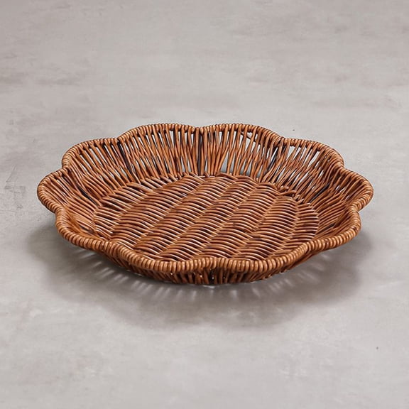 Upgraded Plastic Imitation Vines Woven Basket Storage Basket Fruit And Vegetable Storage Basket Snack And Candy Tray Bread Basket Multi Functional Storage Tray V