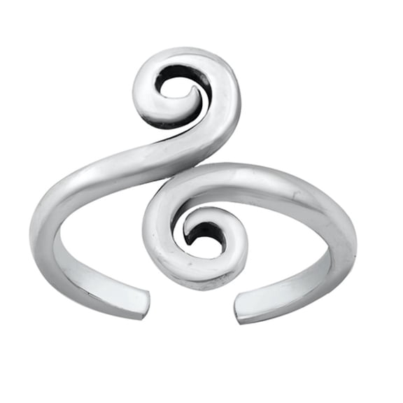 Sterling Silver Swirl Toe Ring Adjustable Midi Band 925 New Jewelry Female Unisex