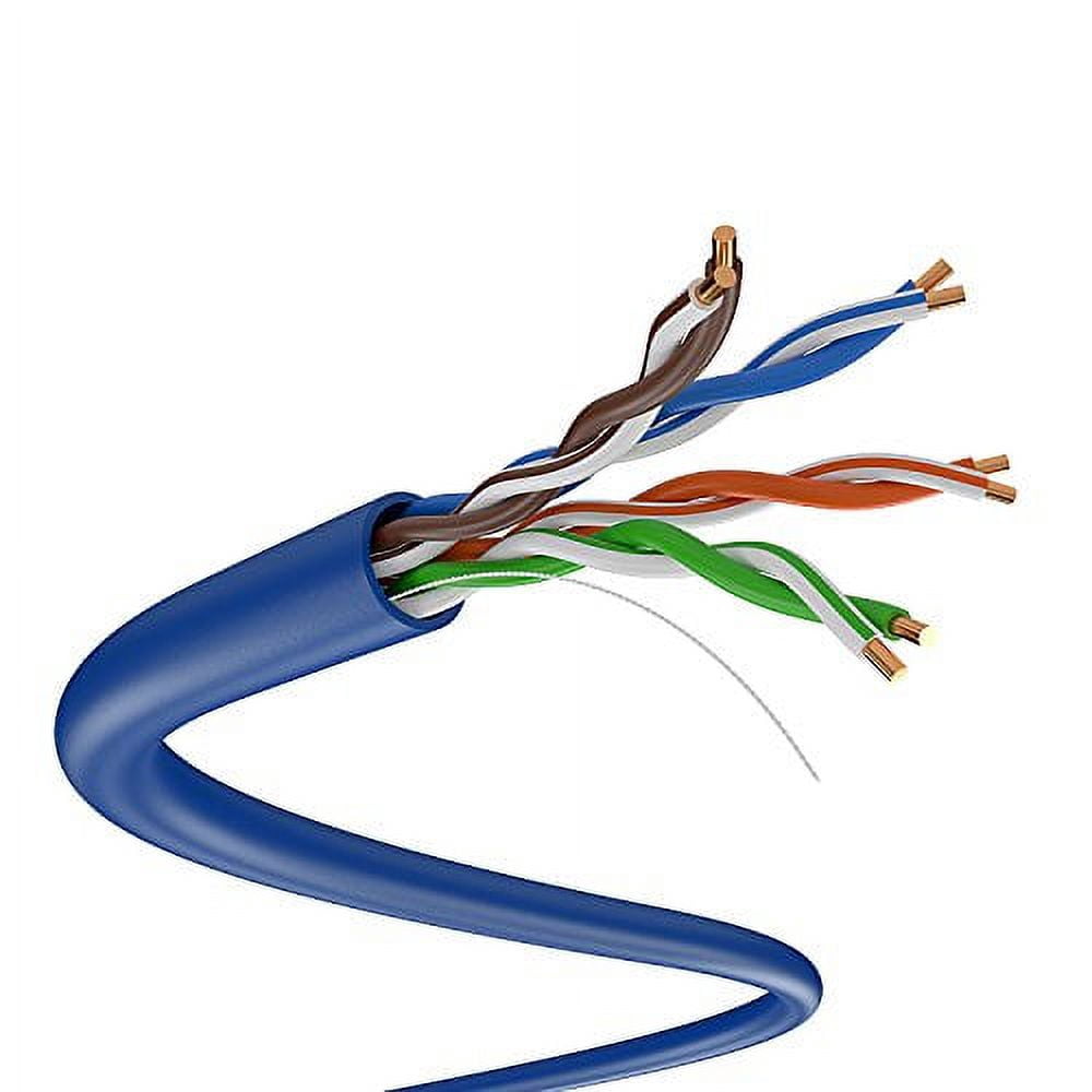 dripstone premium 1000ft cat5e solid utp ethernet cable in bulk, 1000 ft lan network wire, blue