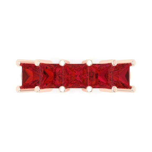 2.5 ctw Wedding Band for Women - 14K Rose Gold Simulated Pink Tourmaline Stackable Eternity Ring