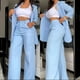 thumbnail image 4 of Conjunto de chaqueta elegante para mujer, abrigo con cuello con muescas y pantalones de diseño de bolsillo, traje de trabajo de dos piezas, moda de otoño, nuevo, 4 of 5