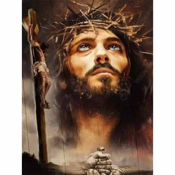 30x40cm/11.8x15.75in 5D Full Drill Jesus Religious Diamond Painting Kit - Faith-Inspired Wall Art DIY Craft Decor