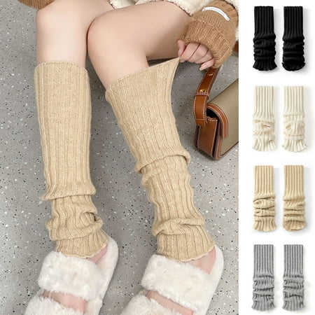 

GROFRY 1 Pair Leg Warmers Socks Slim Fit High Stretchy Knitting Long-term Wearing Decorate Keep Warm Comfortable Women Extra Long Heavy Slouch Cotton Socks for Everyday Wear