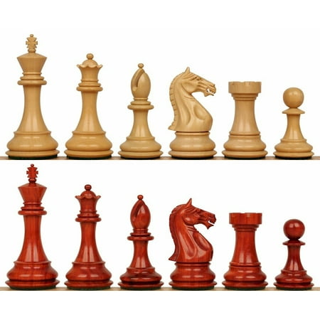 Fierce Knight Staunton Chess Set with Padauk & Boxwood Pieces - 4" King