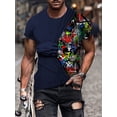thumbnail image 2 of Short Sleeve Men's Shirt Round Neck Graphic Hand Flower, 2 of 4