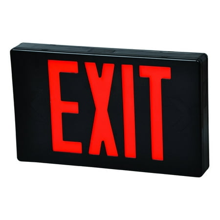 - LED Exit Sign Red LED Black Housing Battery Backup
