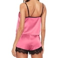 thumbnail image 4 of Glisme Women Pajamas Set Cozy Home Sleepwear Set With Lace Hollow Design For Parties And Lounging Softness Nightwear Hot Pink , L, 4 of 5