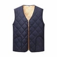 thumbnail image 2 of Men Jacket Vest Buttom Down Puffer Quilted Jacket Fall Fashion 2026 Winter Coats with Pockets，Lightweight Warm Sleeveless Jackets for Travel Hiking Running Walking Fishing Blue 2XL, 2 of 6