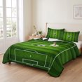 thumbnail image 2 of Quilts Twin XL Size Bedding Set, Green Football Field Lightweight Quilted Comforter, Center Circle Soccer Ball Soft Reversible Bedspread Coverlet with Pillow Covers for All Season, 68" x 98", 2 of 9