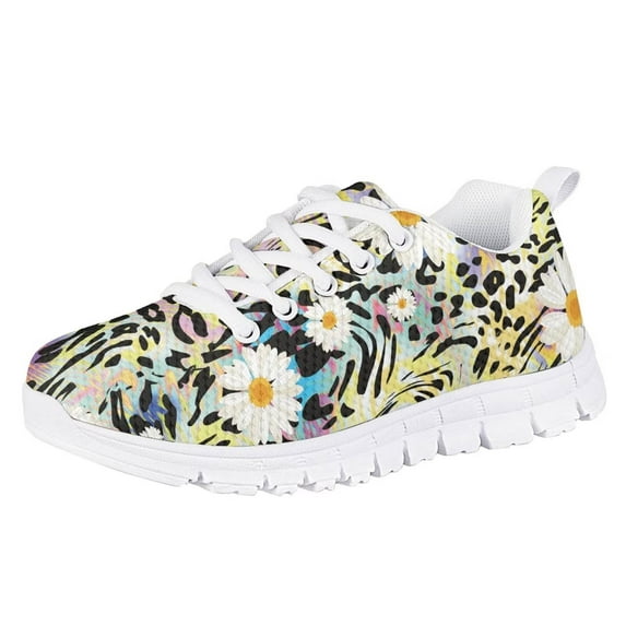 Pzuqiu Leopard Print Shoes Little Kids Tennis Shoes Girls Size 13 Daisy Sneakers Lightweight Casual Walking Shoes Outdoor Athletic Shoes