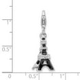thumbnail image 2 of 925 Sterling Silver Polished Fancy Lobster Closure 3-D Black Enameled CZ Eiffel Tower With Lobster Clasp Charm 30x11mm P, 2 of 2