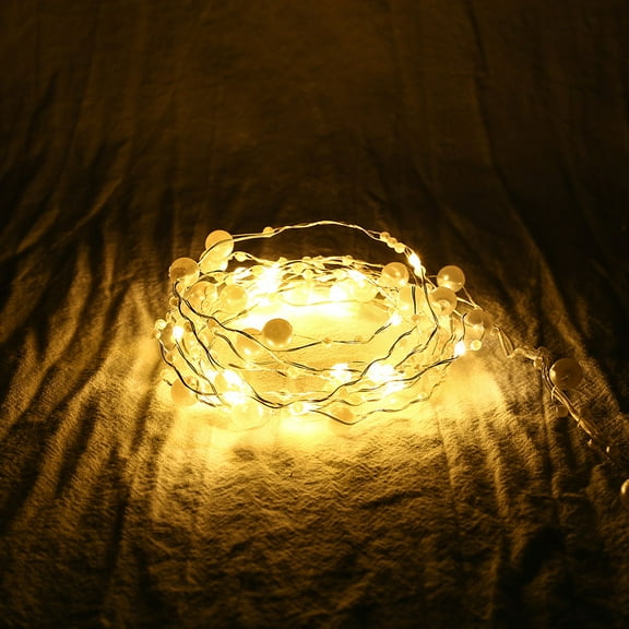 LEORX LED String Lights White Battery Powered Energy Saving for Bedroom Patio and Outdoor Decoration