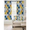 thumbnail image 2 of Yellow Blue Morocco Pattern Blackout Curtains 45 Inches Long for Bedroom, Modern Moroccan Geometric Thermal Insulated Room Darkening Black Out Window Curtain Panels Grommet Drapes for Living Room, 2 of 8