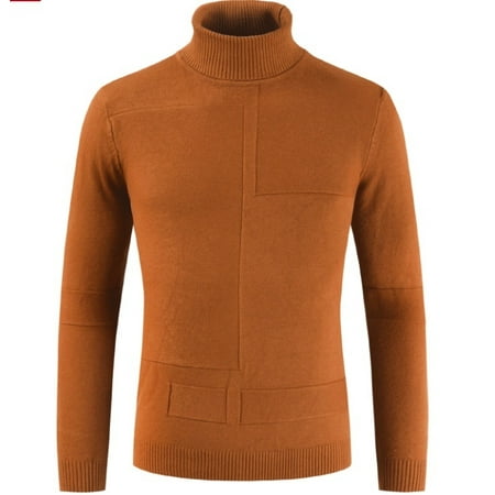 Sell Well Fashion Men High Collar Knitwear Sweater Turtleneck Slim Long Sleeved Stretch Basic Tops For