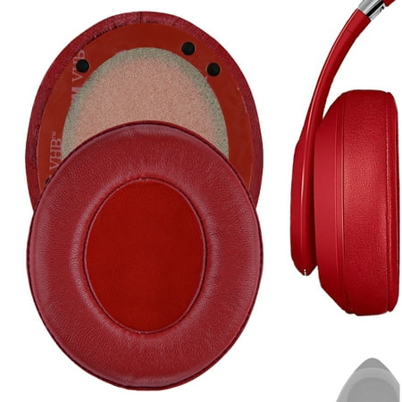 Geekria Elite Sheepskin Replacement Ear Pads Compatible with Beats Studio 3.0 (A1914) Studio 2 Wireless Headphones Ear Cushions (Red)