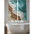thumbnail image 5 of Teal Brown Sheer Curtains 63 Inches Long 2 Panels Sea Wave Beach Abstract Coastal Ocean Scenery Light Filtering Semi Sheer Window Curtains Drapes for Bedroom Living Room 52"x63", 5 of 7
