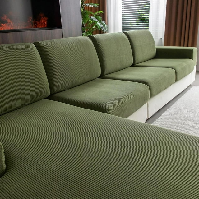 Sectional Couch Covers Wear Stretch Sofa Covers Washable Soft Couch Cushion Covers Slip Furniture Protector Sofa Slipcovers for Pets( Pieces Seaters+ Chaise Dark )