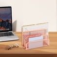thumbnail image 3 of Desk Mail Organizer Metal Mesh Letter Sorter File Organizer with 3 Vertical Upright Compartments for Office Workspace Supplies, 3 of 7