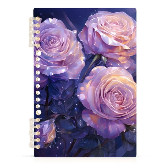 Roses Flowers Purple Spiral Journal Notebook College Ruled Notebook 8.3" x 5.7" A5 Lined Thick Paper Page