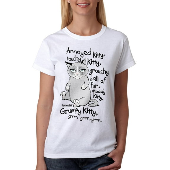Grumpy Cat Grrr Women White T-Shirt NEW Size XL, Female x-Large