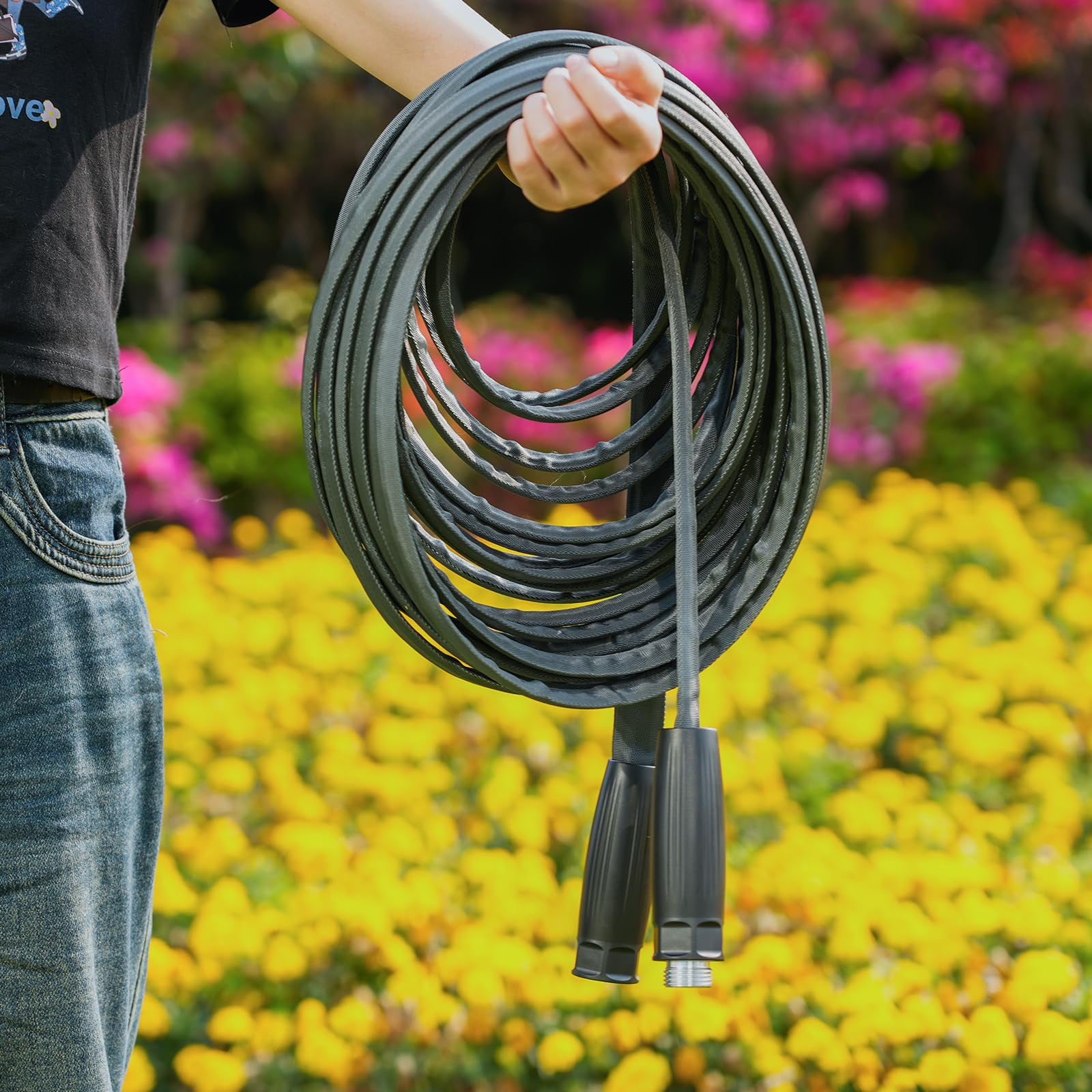 DXRONT Lightweight Garden Hose 50 ft Ultra Flexible, Kink-Free for Outdoor Water Hose Non-Expanding, Burst-Resistant, Heavy Duty RV Hose 5/8 inch