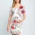 thumbnail image 6 of breaise Floral Ruched Bodycon Dress for Maternity Daily Wearing, Women's Slim Fit Short Sleeve Maternity Mini Dresses Mama Baby Shower Pregnancy Dress, 6 of 6