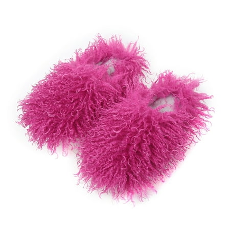 

hotio 2024 Mongolian Fur Imitation Beach Wool Slippers Fuzzy House Slippers for Women Fluffy Memory Foam Suede Slippers with Fur Collar Indoor Outdoor Snow Boots