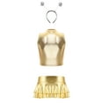 thumbnail image 4 of Sxiwei Womens 3 Piece Shiny Metallic Astronaut Cosplay Costume Latex Crop Top Skirts with Headband Gold S, 4 of 6
