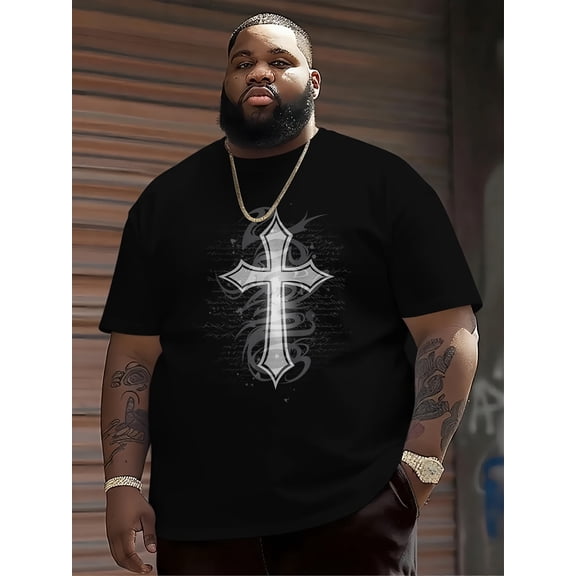 Men's Big and Tall Gothic Cross Graphic Cotton T-Shirt