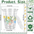 thumbnail image 2 of 50 tazas con tapa de hojas de flores y popotes transparentes pastel de flores silvestres para suministros de fiesta, 2 of 4