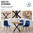 thumbnail image 6 of 5 Piece Round Dining Table Chairs Set for 4 - Mid-Century Modern Brown Kitchen Table with 4 Blue Velvet Chairs, Coffee Table & Chair with Black Metal Legs for Dining Living Room, Apartment, 6 of 7
