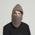 thumbnail image 2 of UTSJKR Balaclava Ski Mask - Men Women Winter Full Face Mask Warm Fleece Lined Drawstring Hats Windproof Outdoors Hood Covers Coffee, 2 of 4