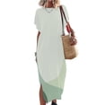 thumbnail image 1 of SMihono Robe Maxi Boho d'Été pour Femmes Grande Taille Robe Maxi pour Femmes Vacances à la Plage Décontractée Robe Longue Ample Manches Courtes Robes d'Été avec Fente Robe de Plage, 1 of 5